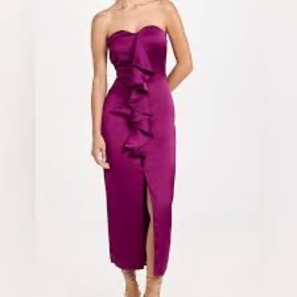 NWT Ramy Brook Venice Magenta Pink Satin Strapless Cocktail Dress 10